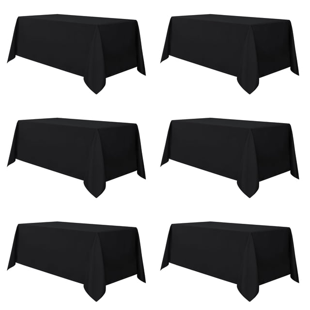 Mantel sancua de poliéster negro de 230 x 396 cm para mesa de 8 pies