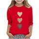 thumbnail image 1 of Blusas y camisas de cuello redondo y manga larga para niños, blusas/camisas de poliéster con estampado de corazones, mangas 3/4 y cuello redondo, elegantes e informales., 1 of 4