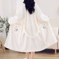 thumbnail image 7 of Ynynloco Women Shawl Plush Fleece Kimono Robes Bathrobe Soft Sleepwear V-neck Casual Ladies Loungewear Housecoat with Pockets, 7 of 7