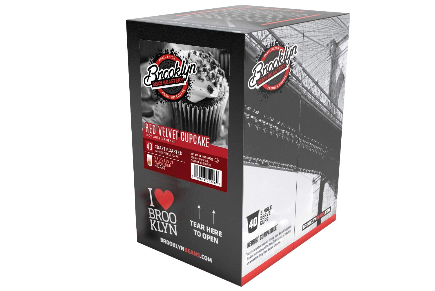 Brooklyn Bean Roastery Red Velvet Coffee Pods for Single-Serve Coffee Brewers, 40-Pack