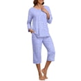 thumbnail image 2 of MINTREUS Women's Pajama Set Three-Quarter Sleeve Pajama Top and Pants Two-Piece Set Summer Loungewear, 2 of 7
