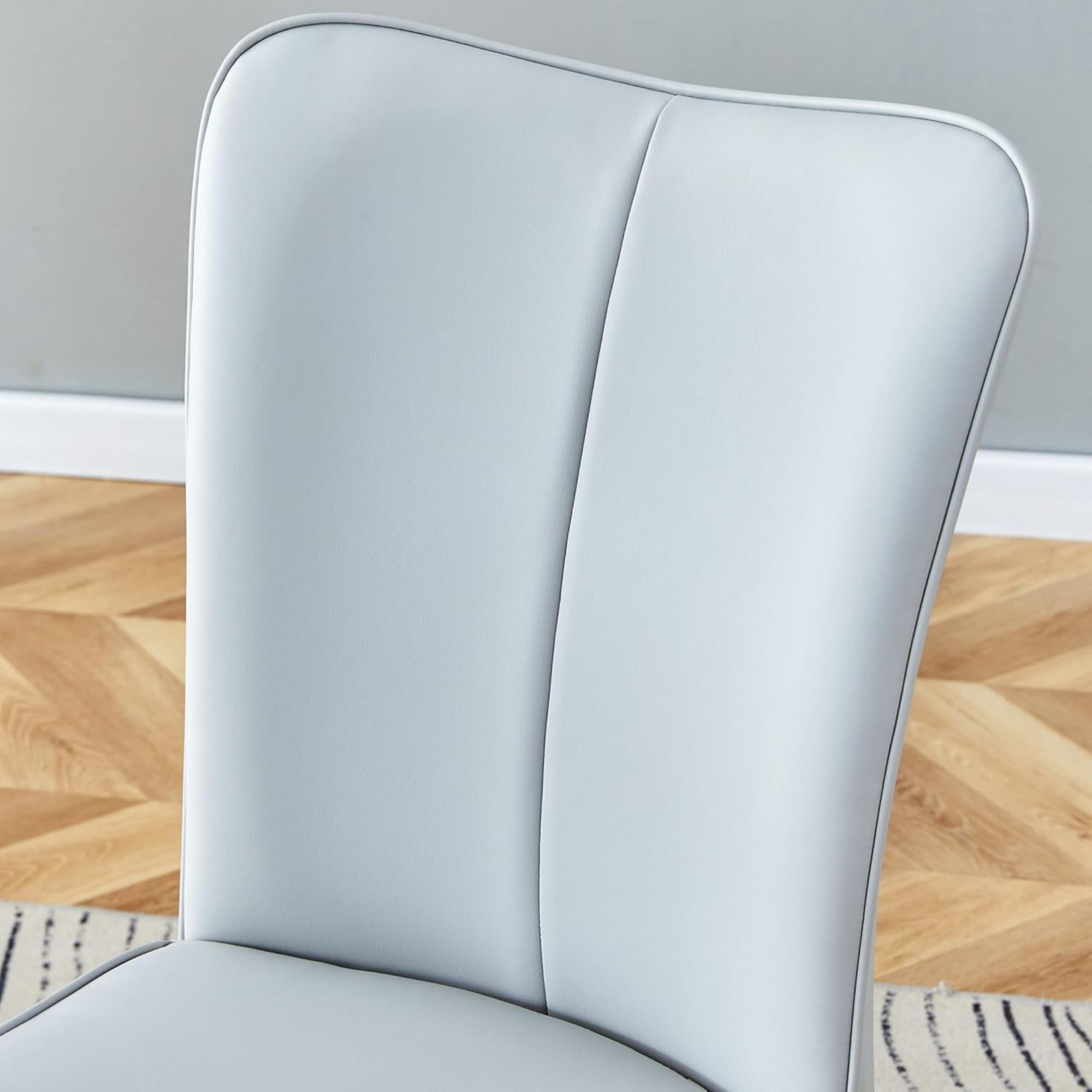 SUDICA Dining Chairs Set of 4, Modern Gray PU Leather Upholstered High Back Kitchen Chairs with Black Metal Legs for Dining Room