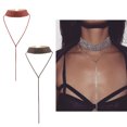 thumbnail image 2 of Collier à Franges en Strass, Colliers à Col Large Multi-Couches, Chaîne à Franges pour Femmes et Filles - Noir, 2 of 6