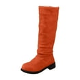 thumbnail image 2 of Viluyesy Womens Knee High Boots, Wide Calf Pull-On Low Heels Round Toe Fall Winter Suede Tall Boots Orange US6, 2 of 8