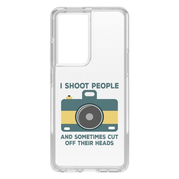 DistinctInk Clear Shockproof Hybrid Case for Galaxy S21 ULTRA 5G (6.8" Screen) - TPU Bumper Acrylic Back Tempered Glass Screen Protector - I Shoot People - Photography