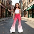 thumbnail image 2 of UJNDER Kids Gradient Color Flared Trousers Elastic Waist Soft Comfortable Blend Everyday Wear Kids Pants,01_Red,13-14 Years, 2 of 6