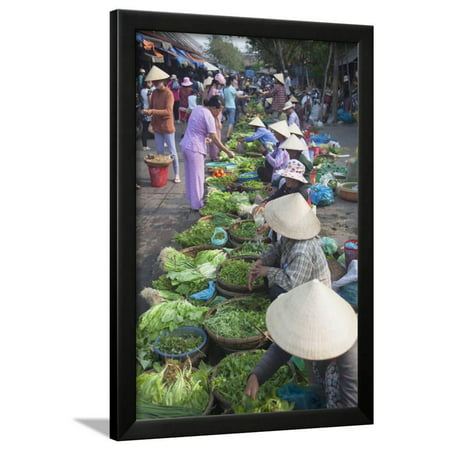 Women Vendors Selling Vegetables at Market, Hoi An, Quang Nam, Vietnam, Indochina Framed Print Wall Art By Ian