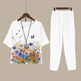 thumbnail image 2 of Jacenvly Two Piece Outfits Women Pants and Top Women Fashion Print Casual Loose Fitting Round Neck Short Sleeve Top Pants Two-Piece Set Summer Dresses for Women 2024, 2 of 8