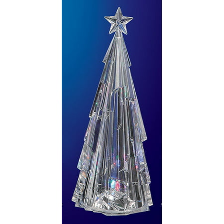 Pack of 2 Icy Crystal Decorative Modern Illuminated Christmas Tree Figures