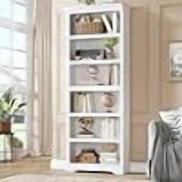 Estantería Ajustable de 6 Niveles, Librero Abierto de Pie de 75" H x 23.6" W, Estante de Almacenamiento de MDF con Herrajes Anti-vuelco para Oficina en Casa, Balcón, Sala de Estar, Blanco