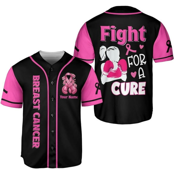 Personalized Breast Cancer Jersey, Pink Ribbon Awareness Soccer Shirt Baseball Breast Cancer Survivor Pride Jersey (S)