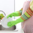 thumbnail image 2 of Guante de limpieza de cocina cálido y grueso, herramienta de goma para lavar platos, estilo étnico, puño largo, 2 of 2