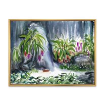 Designart 'Abstract Tropical Plants Oasis' Farmhouse Framed Canvas Wall Art Print