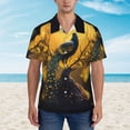 thumbnail image 4 of Goofa Elegant Gold Leaf Peacock Hawaiian Shirt for Men, Unisex Summer Beach Casual Short Sleeve Button Down Shirts,Aloha Tropical Floral print shirt-Medium, 4 of 9