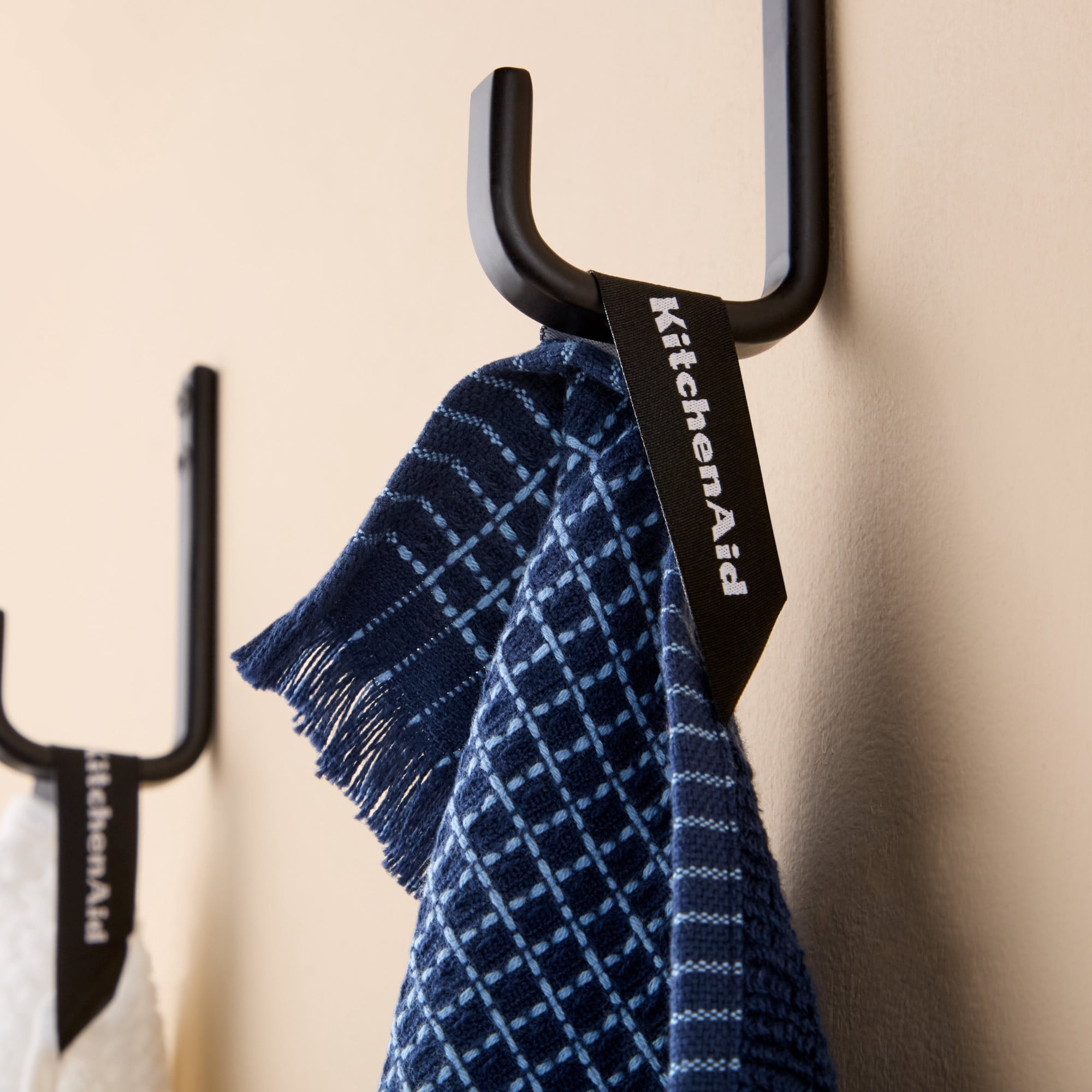 KITCHENAID Gourmet Series Gridlines Kitchen Towels 3-Pack Set, 100% Cotton Absorbent, Ink Blue, 18"x28"