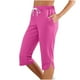 thumbnail image 1 of Pantalones capri de color liso y cintura media para niñas: pantalones informales elásticos y estilizantes, 1 of 4