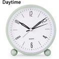thumbnail image 3 of Reloj despertador analógico, reloj pequeño súper silencioso sin tictac de 4 pulgadas con luz nocturna, funciona con pilas, diseño simple, para dormitorio, mesita de noche, escritorio, verde - kaili Sencillez, 3 of 3