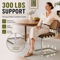 thumbnail image 3 of SESSLIFE Dining Chairs Set of 2, Rattan Cane Back Dining Room Chairs with Linen Upholstered Seat, Cantilever Kitchen Chairs with Chrome Frame, 300 lbs,Coffee, 3 of 10