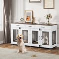 thumbnail image 2 of TEQIN 71 Inch Dog Crate Furniture for 2 Dogs,Heavy Duty Dog Cage for 2 Dogs,Extra Large Double Dog Cage Large Breed, XXL Thick Wooden Dog Crate, Sturdy Dog Kennel with Divider, 2 of 8