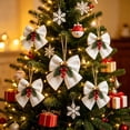 thumbnail image 4 of Velvet Christmas Bow Ornament, Xmas Tree Hanging Decoration for Tree Home Party Front Door 7.87in White, 4 of 5