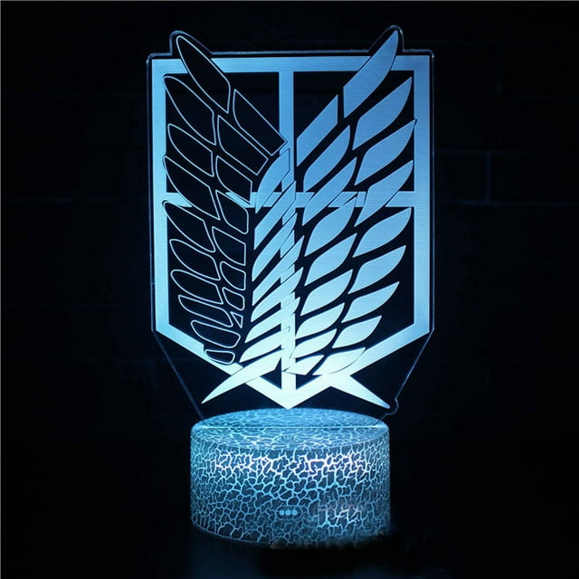 Lámpara de ilusión LED 3D con luz nocturna Attack on Titan Anime