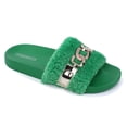 thumbnail image 6 of EastVita Womens Furry Slippers Open Toe House Casual Flat Slides Sandals Indoor Outdoor, 6 of 10