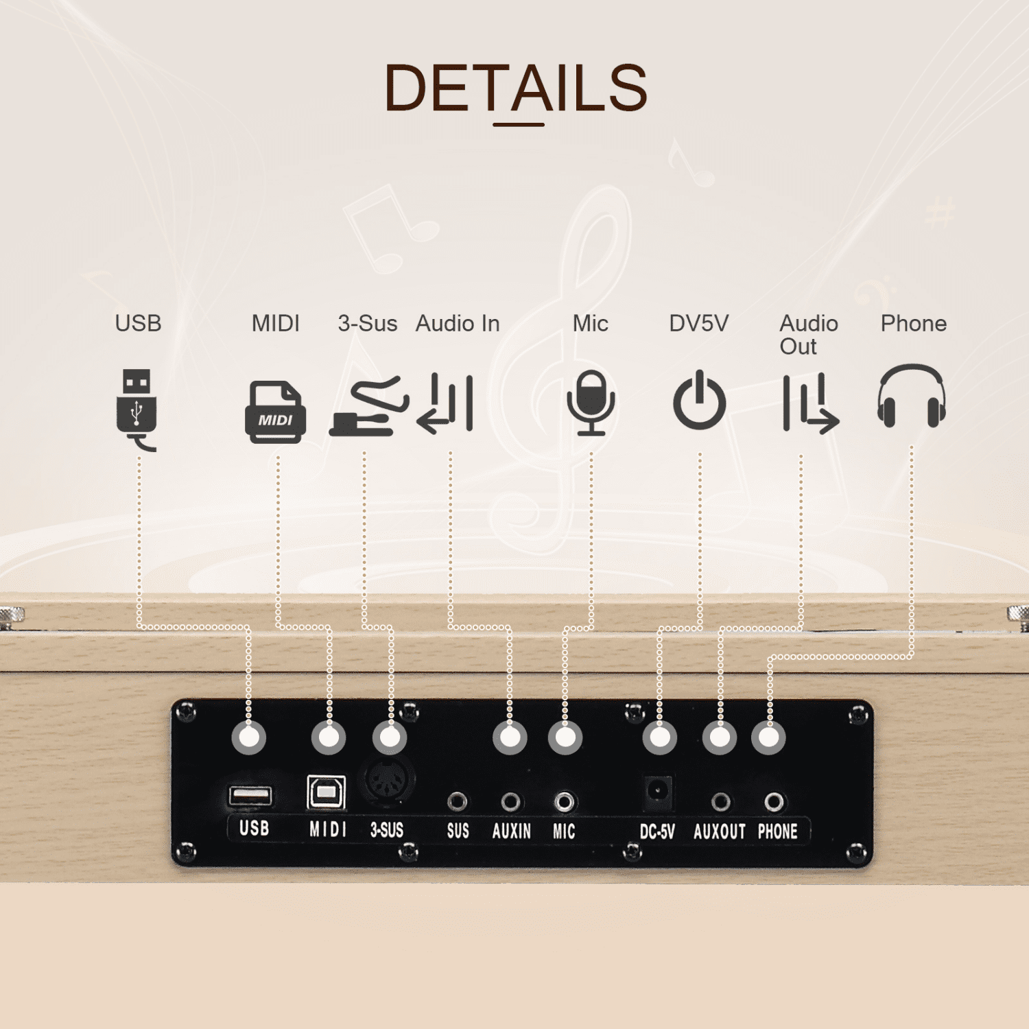 Hassch 88 Key Semi-Weighted Digital Piano Keyboard for Beginners with Headphone, MIDI Bluetooth and Triple Pedals, Teak Color