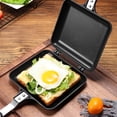 thumbnail image 3 of Sartén para sándwich de doble cara antiadherente plegable para freír pan, tostadas, desayuno, máquina para hacer panqueques, 3 of 4