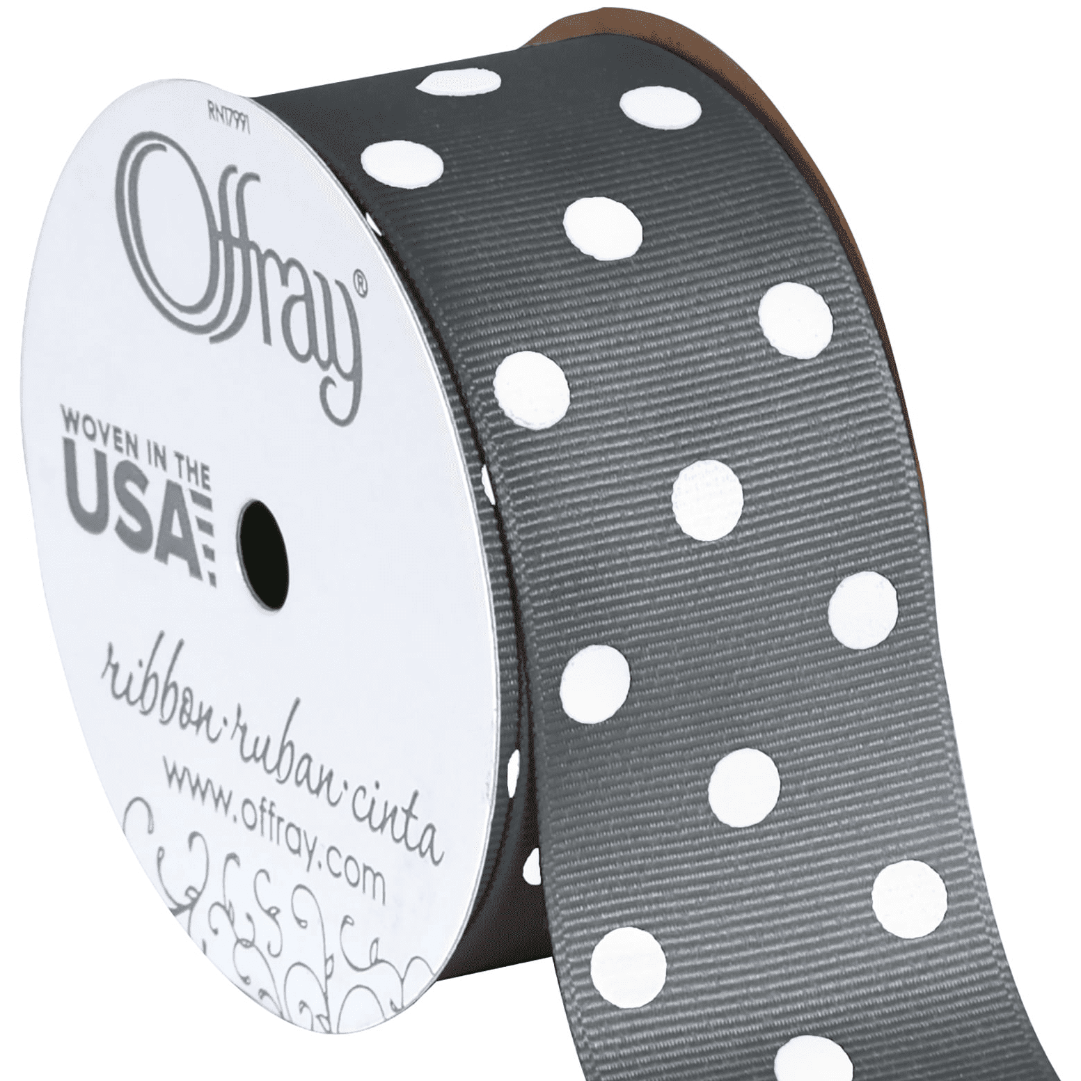 2 pack) Offray Ribbon, Purple with White Polka Dot 1 1/2 inch