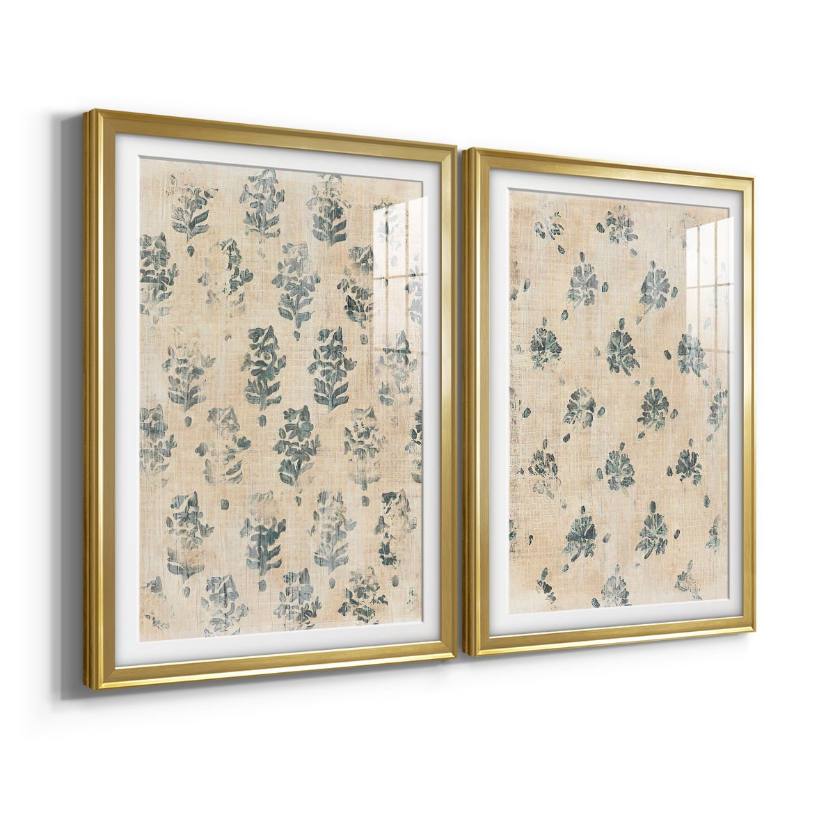 Wexford Home Vintage Blockprint I Premium Framed Print, 18.5" x 24.5" - Ready to Hang, Gold (Set of 2)