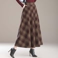 thumbnail image 2 of Women's Lattice Skirt Warm Elastic Waist Wool A-Line Pleated Tartan Winter Long Skirts, 2 of 10