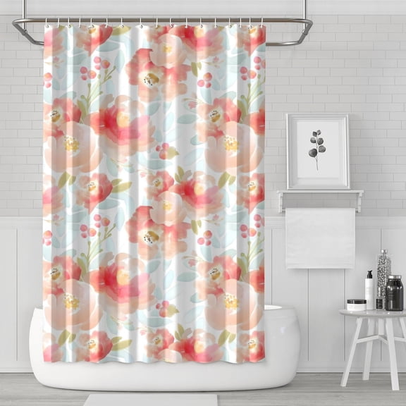 Pioneer Flower Floral Print Pattern Shower Curtain 72"x72" ,Bathroom Decorative Shower Curtains Set with 12 Hooks,Modern Waterproof Washable Shower Curtain