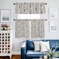 thumbnail image 5 of Farm Teal Leaf Retro Linen Curtain Tier and Valance Set 3 Piece, Abstract Leaves Seamless 3-inch Rod Pocket Window Tier Curtains Valance for Kitchen Living Room, 5 of 9
