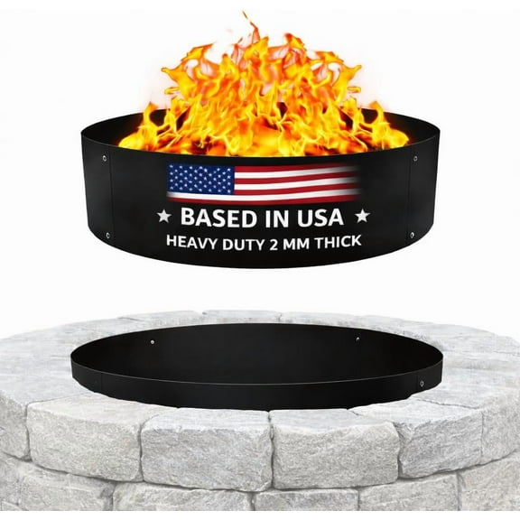 FEBTECH - 48" Portable Firepit Ring Liner - 2MM Carbon Steel DIY Fire Ring for Outdoor Fire Pits - Above-Ground or In-Ground Fire Ring Insert for Backyard Bonfires, Camping