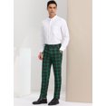 thumbnail image 4 of Pantalones de vestir a cuadros para hombre Pantalones de negocios con frente plano Pantalones de traje a cuadros Verde S, 4 of 6