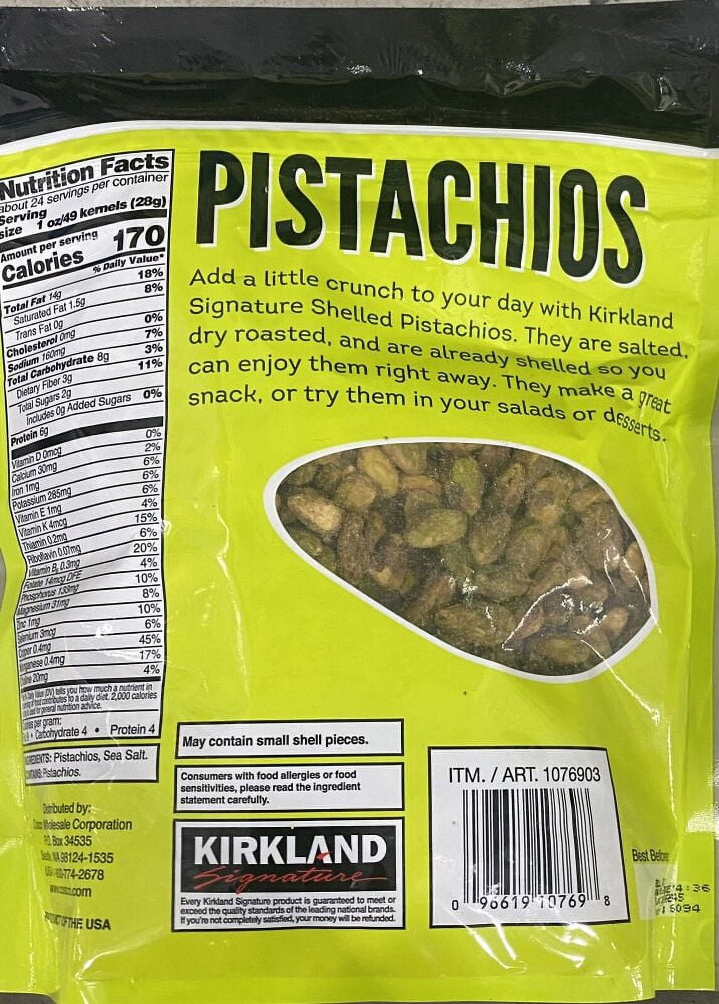 2x KIRKLAND Signature Roasted & Salted SHELLED PISTACHIOS Nuts 24 oz - 2 PACK