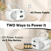 Boombox CD and Cassette Player,Casette Tape Recorder with Remote,AM FM Radio, USB Playback with Earphone Jack, 5.1V Bluetooth Speaker, Battery Operated or AC Powered for Home