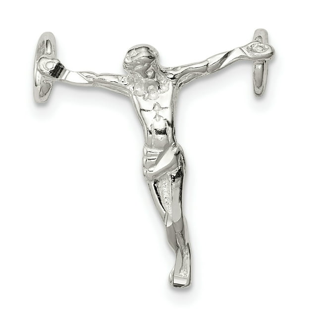 925 Sterling Silver Small Jesus Cross Floating Open Chain Slide Pendant Necklace Charm Religious Crucifix Corpus