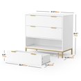thumbnail image 2 of Eumyviv Chest of Drawers with Gold Handles Mid Century Modern 3-Drawer Storage Dresser for Bedroom Living Room, White H0074, 2 of 8
