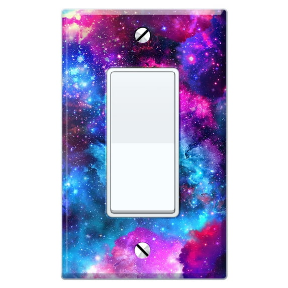 WIRESTER 1-Gang Decorator Light Switch Plate/Wall Plate Cover, Celestial Blue Purple Galaxy