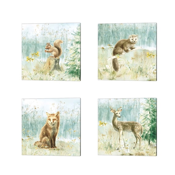 Great Art Now Meadows Edge by Danhui Nai 4 Piece Canvas Art Set Each 14W x 14H