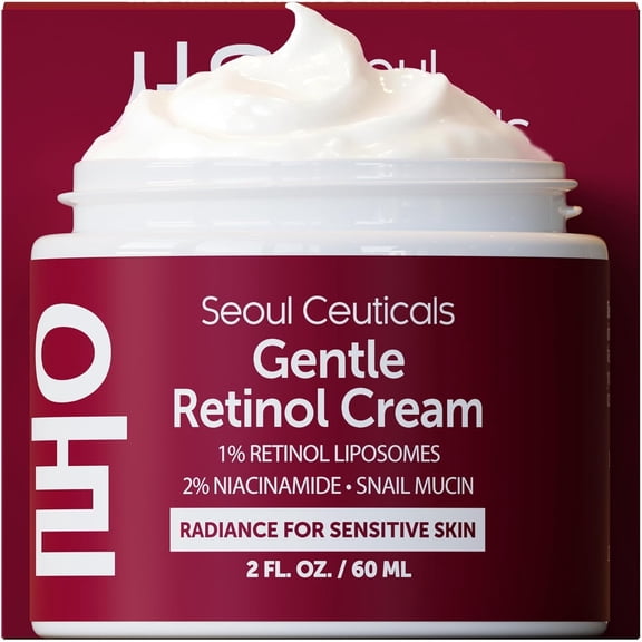 SeoulCeuticals Retinol Cream, Gentle Korean Skincare Face Moisturizer, 2 fl oz