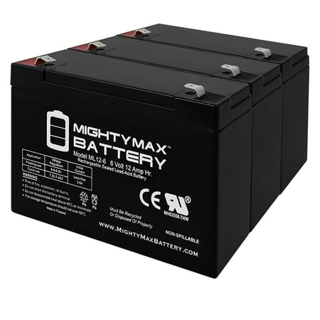 6V 12AH F2 Replacement Battery for Enduring CB12-6  CB-12-6 - 3 Pack