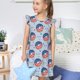 thumbnail image 4 of Fotbe Donut with the USA Fag Vestido de Dormir para Niñas de 3 a 10 Años, Mangas Cortas, Estilo Princesa, Pijama Camisón con Mangas Voladas-Medium, 4 of 6