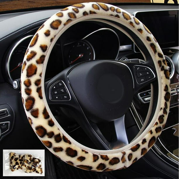Car Steering Wheel Cover Leopard Plush Breathable Anti-slip Warm 36-38CM - Walmart.com - Walmart.com
