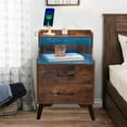 thumbnail image 6 of Nightstands Set of 2 with Charging Station Modern Bedside Table and LED Lights, 6 of 8