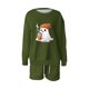 thumbnail image 3 of Puntoco Conjunto De Sudadera Y Pantalón Con Cuello Redondo Y Manga Larga Para Mujer, Informal, Estampado De Halloween, Verde Militar, Xl, 3 of 3