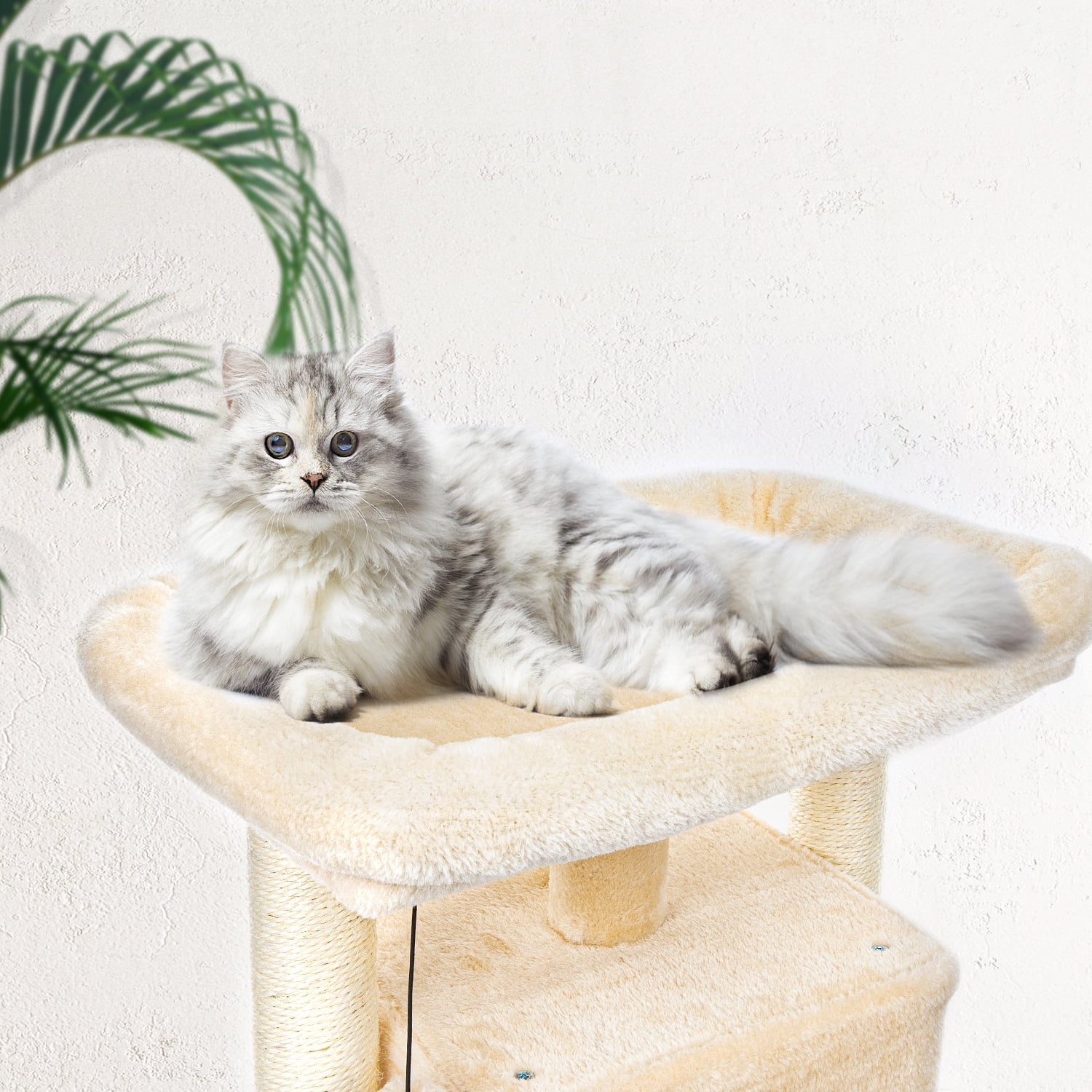 Pefilos 29" Cat Tree Tower for Indoor Cats Cat Condo with Sisal Scratching Posts, Plush Perch, Cat Bed Furniture, Beige Pefilos 29" Cat Tree Tower for Indoor Cats Cat Condo with Sisal Scratching Posts, Plush Perch, Cat Bed Furniture, Beige