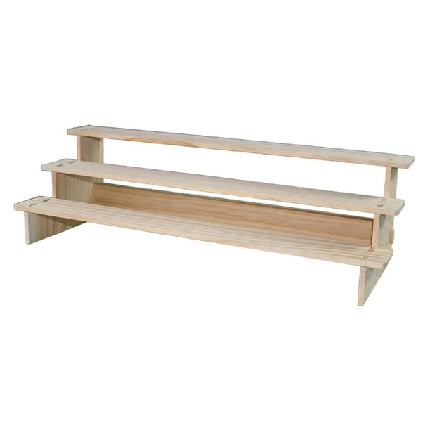 Estante de exhibición de madera para almacenamiento de escritorio portátil, decoración sencilla, estante para joyas 3 capas