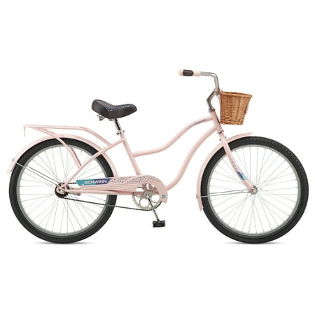 Schwinn Baywood 1 Deluxe Cruiser Bike with Basket, 24 Inch Wheels, Ages 10-15, Pink